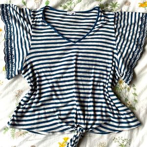 Embroidered Flutter Sleeve top